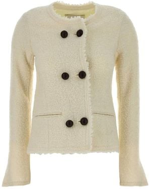 Isabel Marant Suely Bouclé Jacket With Fringed Trim - White