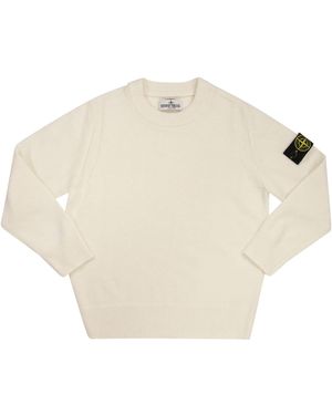 Stone Island Sweater With Badge On Arm - Natural