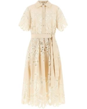 Elie Saab Carving Embroidery Dress - Natural