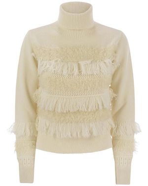 Vanisé Wool And Cashmere Blend Turtleneck Sweater - Natural