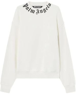 Palm Angels Neck Logo Regular Crew - White