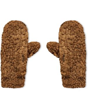 Bottega Veneta Teddy Shearling And Leather Logo Gloves - Brown