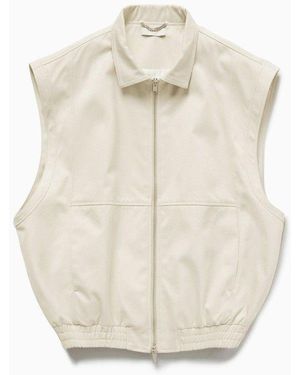 1989 STUDIO Light Cream Gabardine Zip Up Vest - Natural