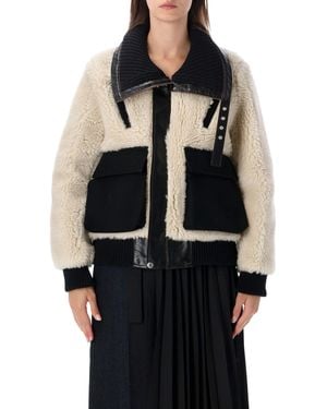 Sacai Wool Faux Shearling Blouson - Black