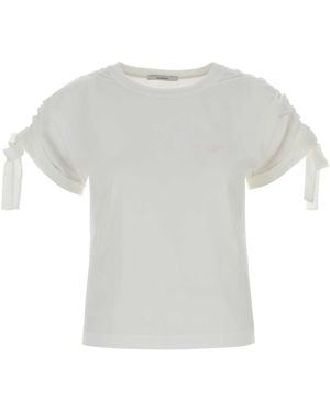 Givenchy Gathered Shoulder T-Shirt With Bows - White