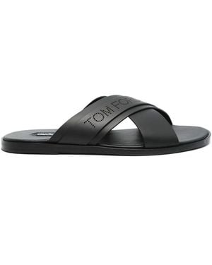 Tom Ford Logo-Perforated Slides in Black for Men | Lyst
