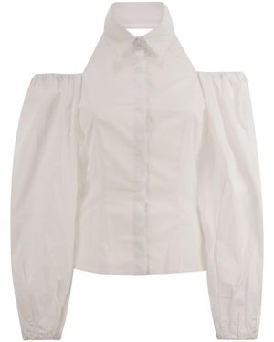 MVP WARDROBE Cotton Shirt With Balloon Sleeves - White