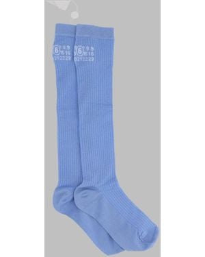 MM6 by Maison Margiela Calzini Alti Con Logo - Blue