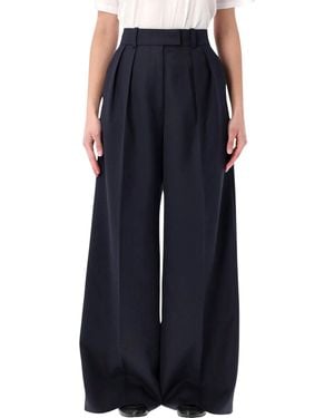 Anine Bing Lou Wool Blend Wide Trousers - Blue