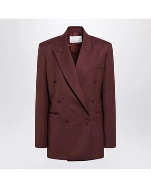 Frankie Shop Monterey Burgundy Structured Woolblend Jacket - Brown