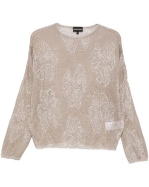 Emporio Armani Embroidered Crewneck Jumper - Natural