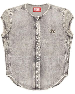 DIESEL Logo Detail Button Shirt - Gray