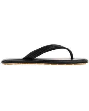 Bottega Veneta Rubber Sampieri Thong Slippers - Black