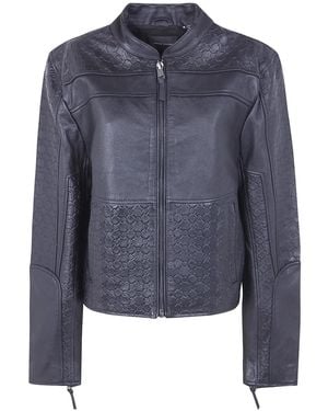 Daily Paper "Structured" Leather Jacket - Blue
