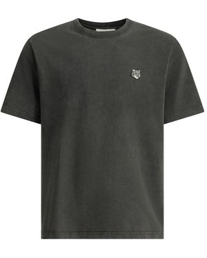 Maison Kitsuné Fox Head Faded Crew-Neck T-Shirt - Black