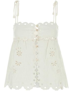 FARM Rio Linen Top - White