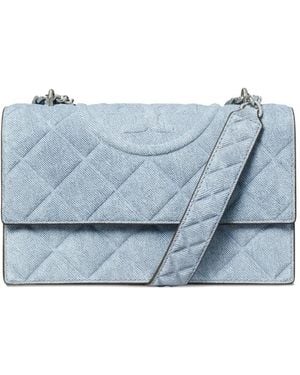 Tory Burch Denim Bovine Suede Shoulder Bags - Blue
