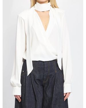FEDERICA TOSI Blusa Incrociata Con Sciarpina - White