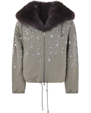 DR. HOPE "Soleil Bright" Canvas And Fur Jacket - Grey