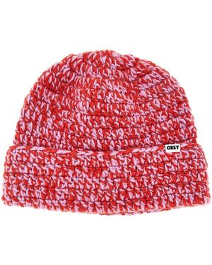 Obey Desmond Crochet Beanie Hat - Red