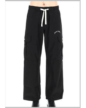 Palm Angels Pantalone Cargo "Curved Logo" - Black