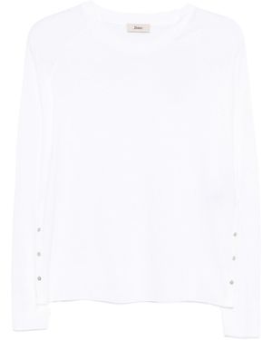 Herno Lyocell Cotton Raglan-Sleeve Button-Slit T-Shirt - White