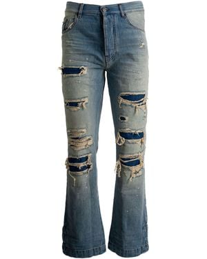Amiri Destroyed Straight Flare Jean - Blue