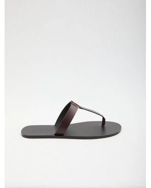 Saint Laurent Leather Flip-Flops - Black