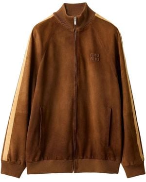 Miu Miu Waxed Suede Jacket - Brown
