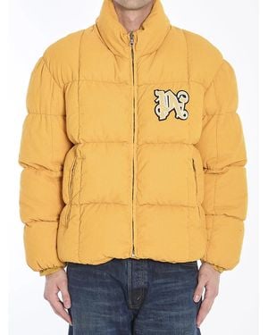 Palm Angels Monogram Corduroy Puffer Jacket - Blue
