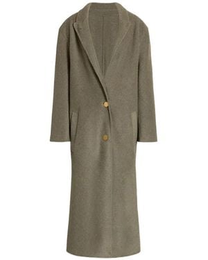 Alberta Ferretti Wool Silk Single Breasted Coat - Green