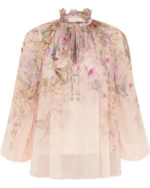Zimmermann "Billow Rebellion" Blouse - Pink