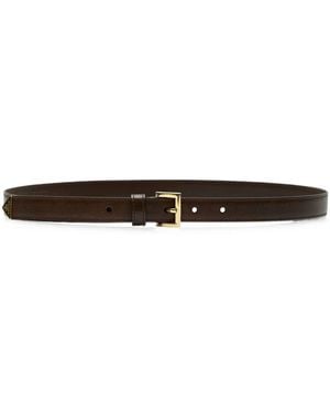 Prada Slim Leather Belt With Logo - White