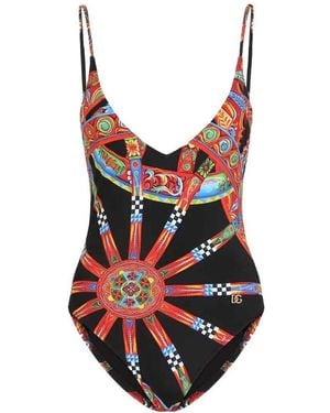 Dolce & Gabbana Dolce & Gabbana Printed Swimsuit - Black