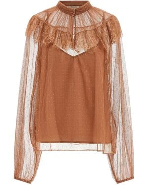 Twinset Twin Set Tulle Plumetis Blouse - Brown