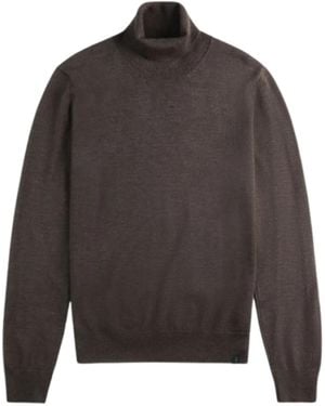 Fay Rolled Neck Ribbed Jumper - Grey