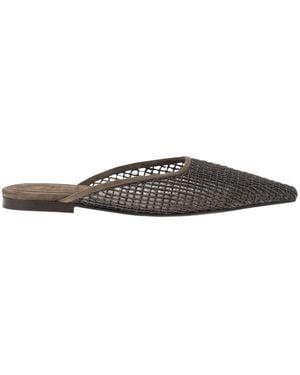 Brunello Cucinelli Suede Mules With Precious Net Embroidery - White
