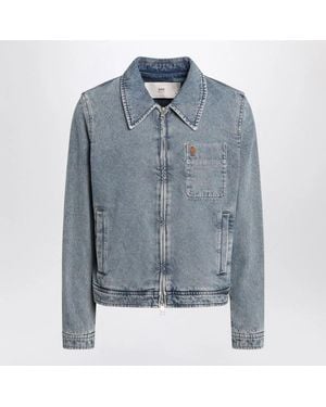 Ami Paris Cotton Ami De Cœur Blouson - Blue