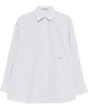 Prada Embroidered Poplin Oversize Shirt - White