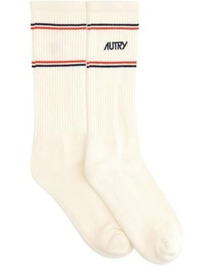 Autry X Maison Kitsune Socks With Logo - White