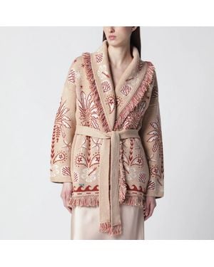 Alanui Echoes Of The Island Sand-Colored Cardigan - Pink