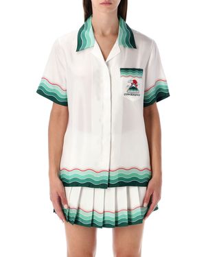 CASABLANCA Multicolour Montagne Ondulée Silk Short-Sleeve Shirt