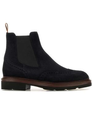 Santoni Midnight Suede Kalama Ankle Boots - Black