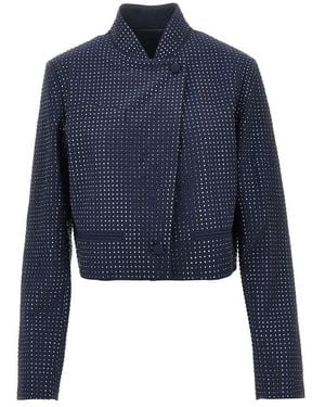 Pinko Strass-Embellished Cropped Jacket - Blue