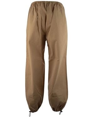 Miu Miu Logo-Embroidered Drawstring Trousers - Natural