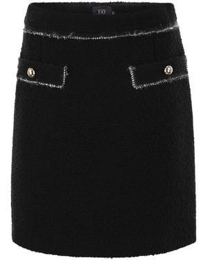 Fay Mini Bouclé Wool Short Skirt - Black
