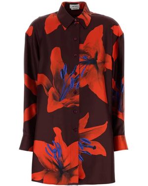 McQueen Printed Satin Shirt - Red