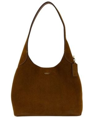 COACH Brooklyn 28 Suede Leather Hobo Bag - Brown