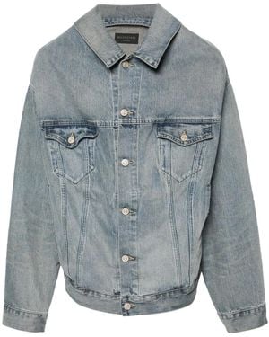 Balenciaga Off Shoulder Denim Jacket - Grey