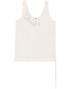 Fendi Cotton And Linen Tank Top - White